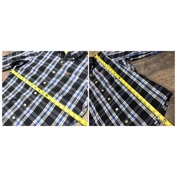 Hollister Blue plaid button down top Men’s size - Picture 7 of 7